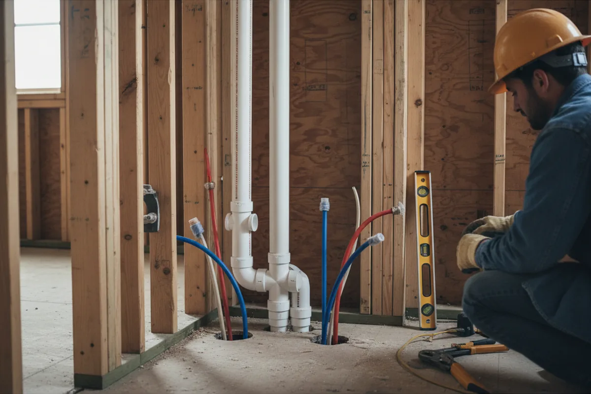 Drain and supply rough-in during Leak Detection in Monon