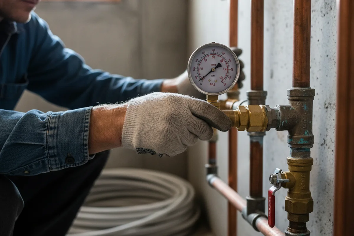 Pressure testing a repaired line during Water Line Repair in Monon